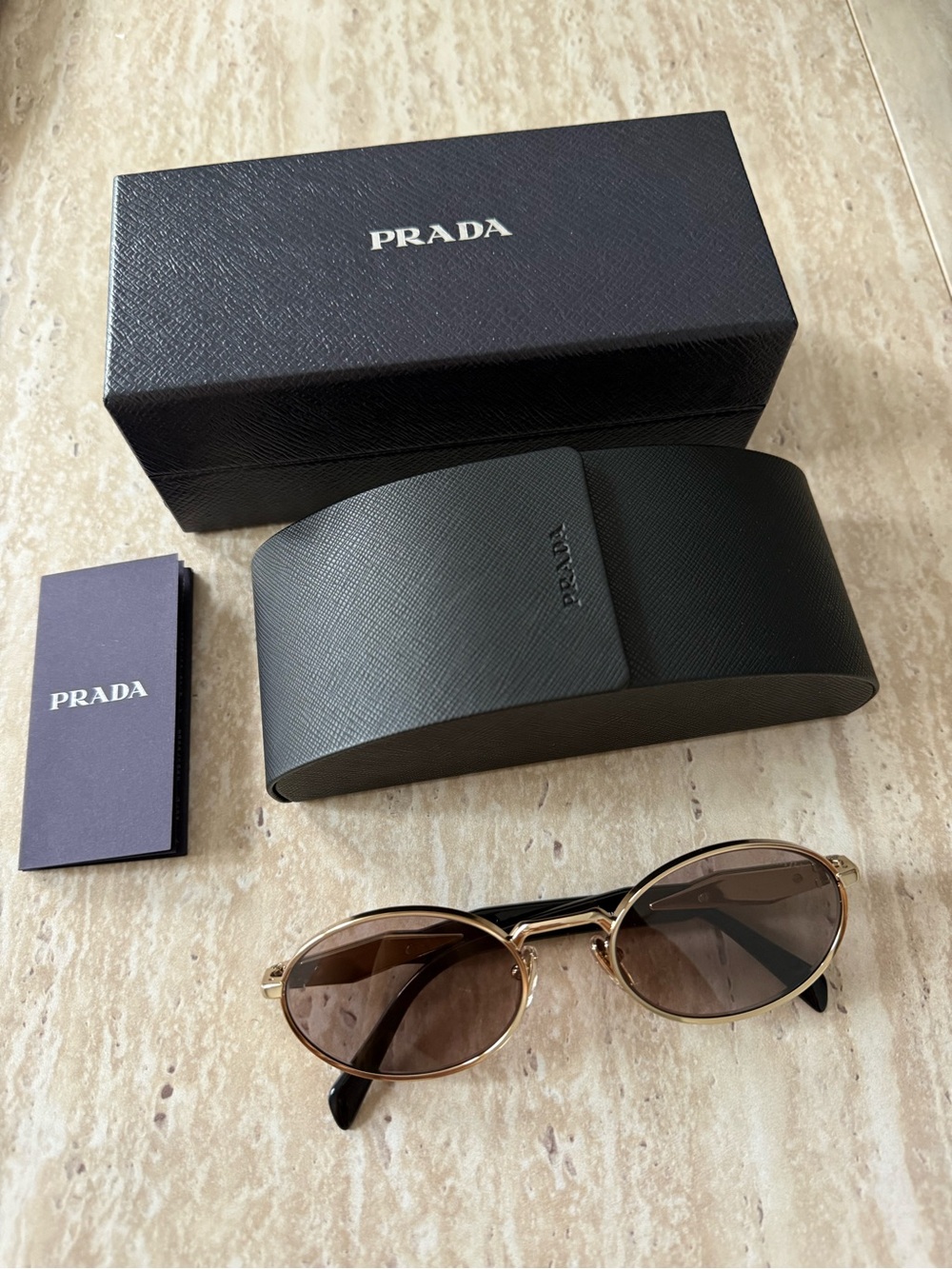 Prada Gold Frame Sunglasses with Brown Lenses